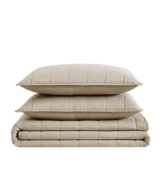 Solid 3 Piece Quilt Set, Full/Queen