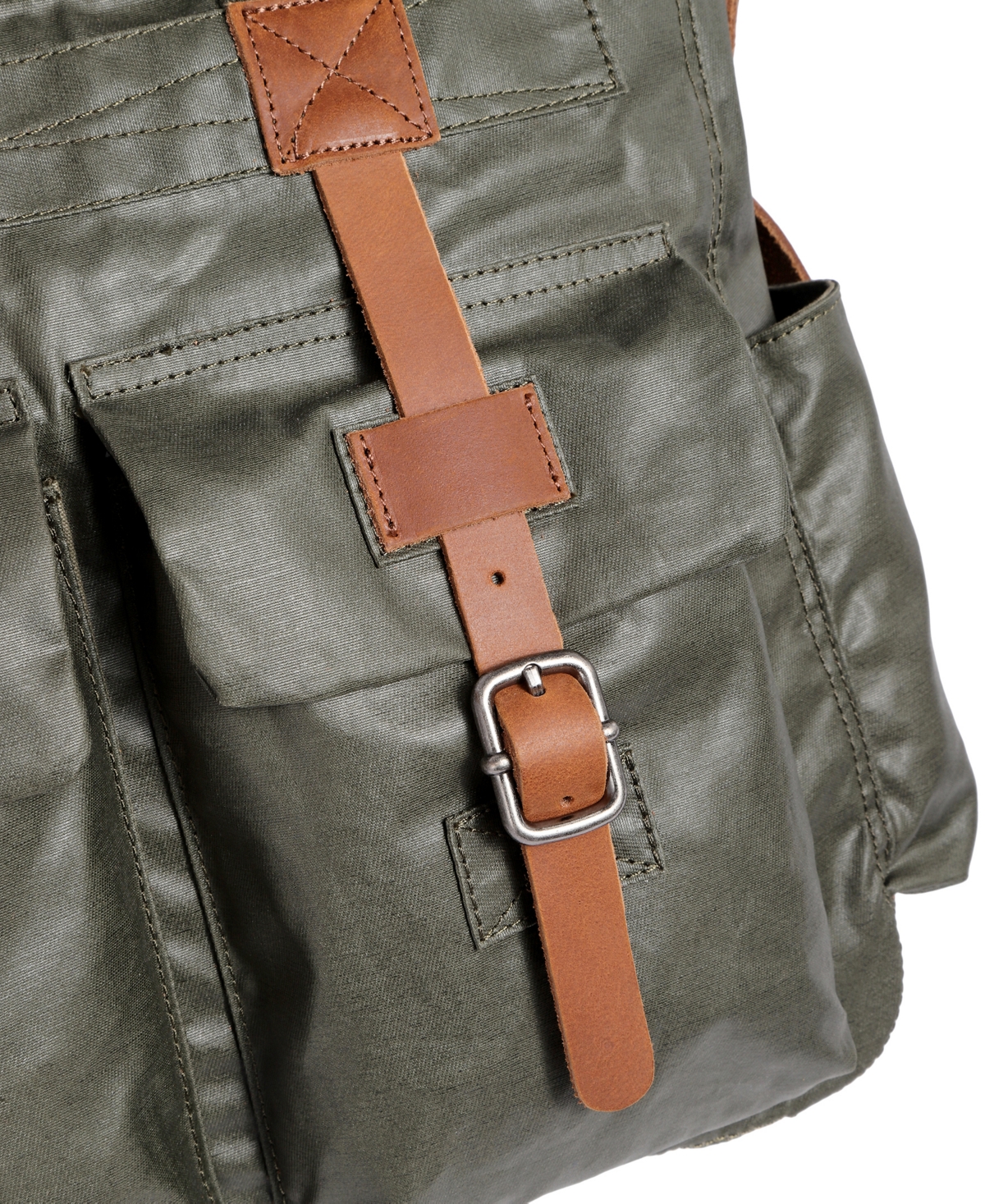 Tsd Brand Urban Light Coated Canvas Tote Bag In Army Green