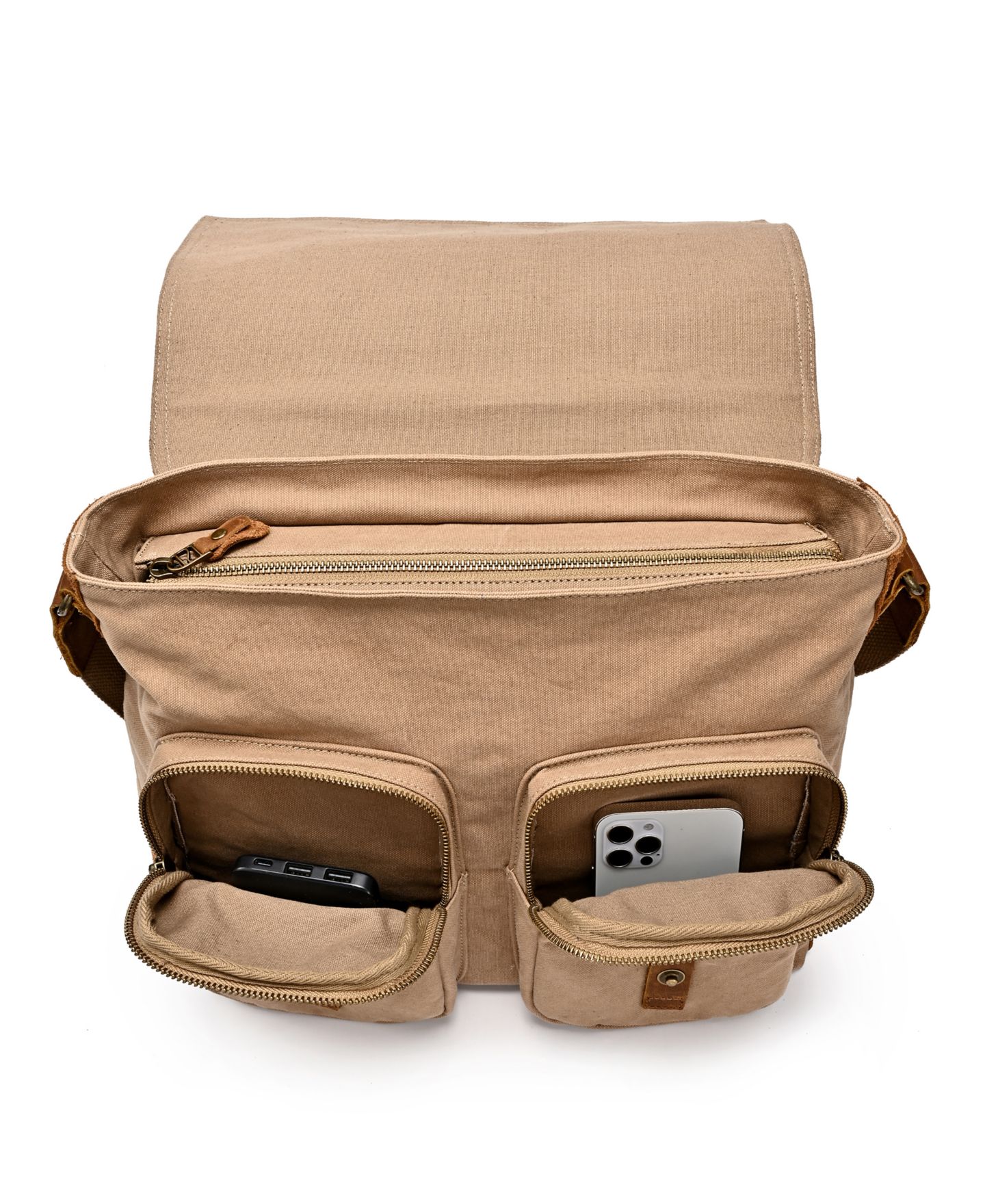 Женская сумка TSD BRAND Valley Oak Canvas Messenger, цвет: Хаки — фото 6