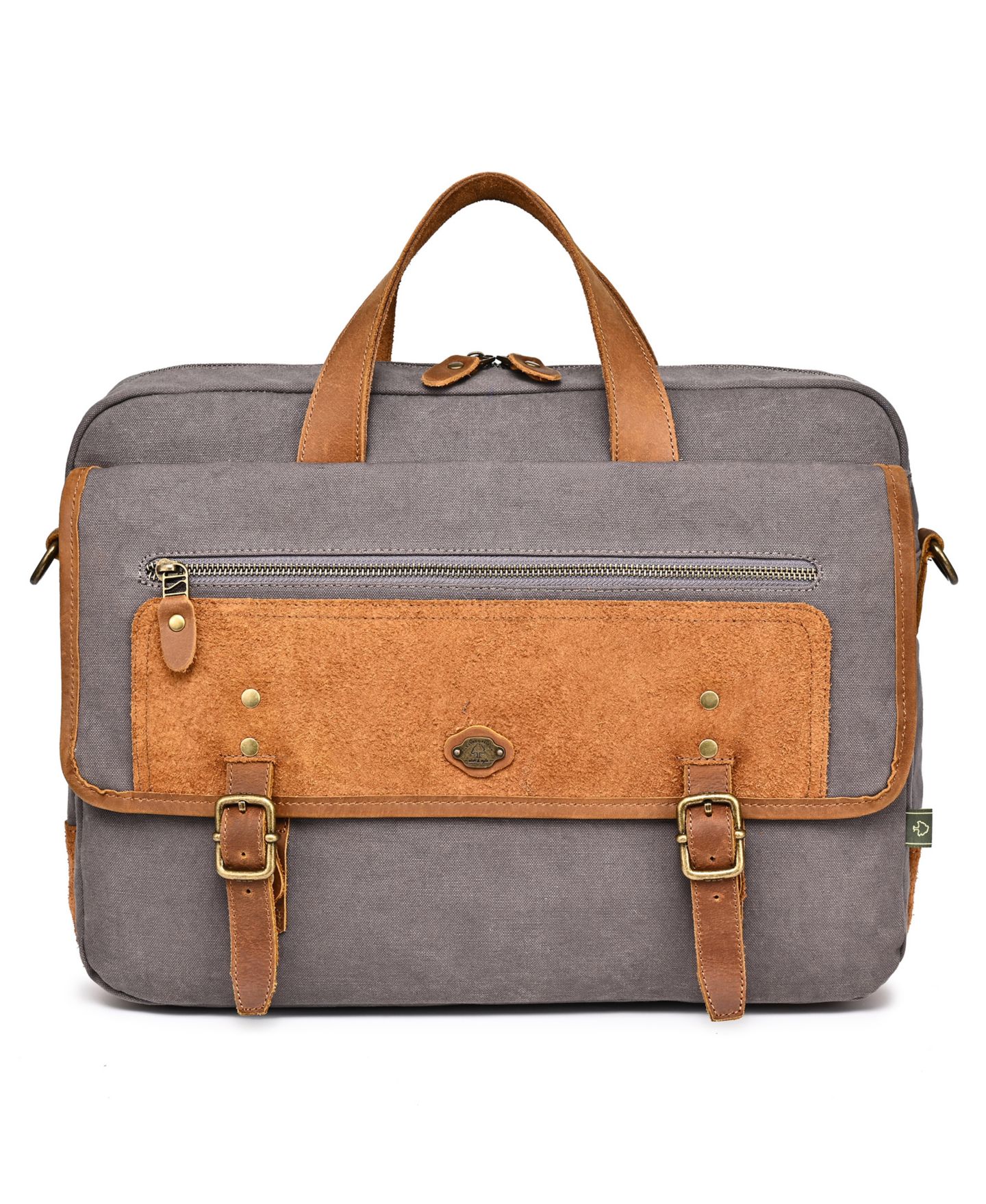 Женские портфели TSD BRAND Valley Oak Canvas Brief Bag, цвет: Серый — фото 1
