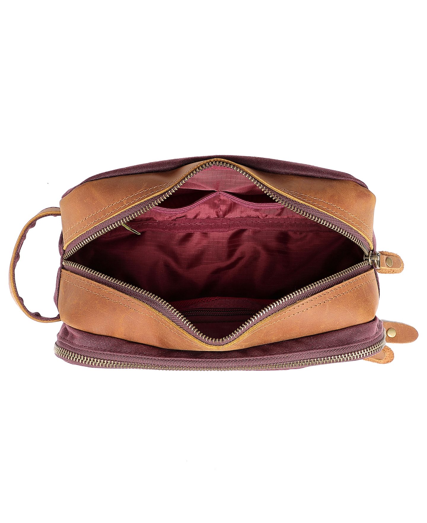 Женский несессер TSD BRAND Turtle Ridge Waxed Canvas Toiletry Bag, цвет: Бордовый — фото 2
