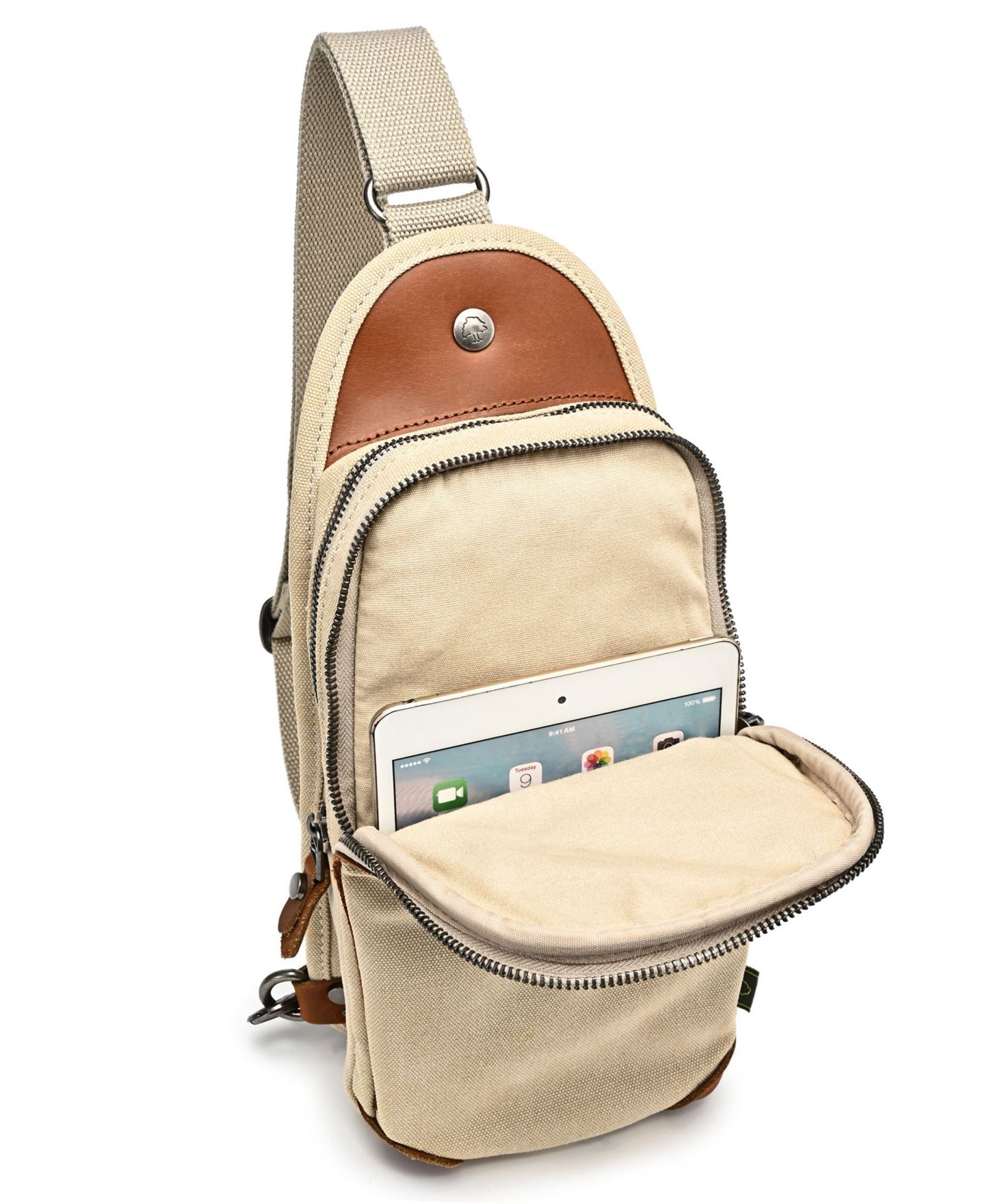 Женская сумка TSD BRAND Canna Canvas Sling, цвет: Бежевый — фото 3