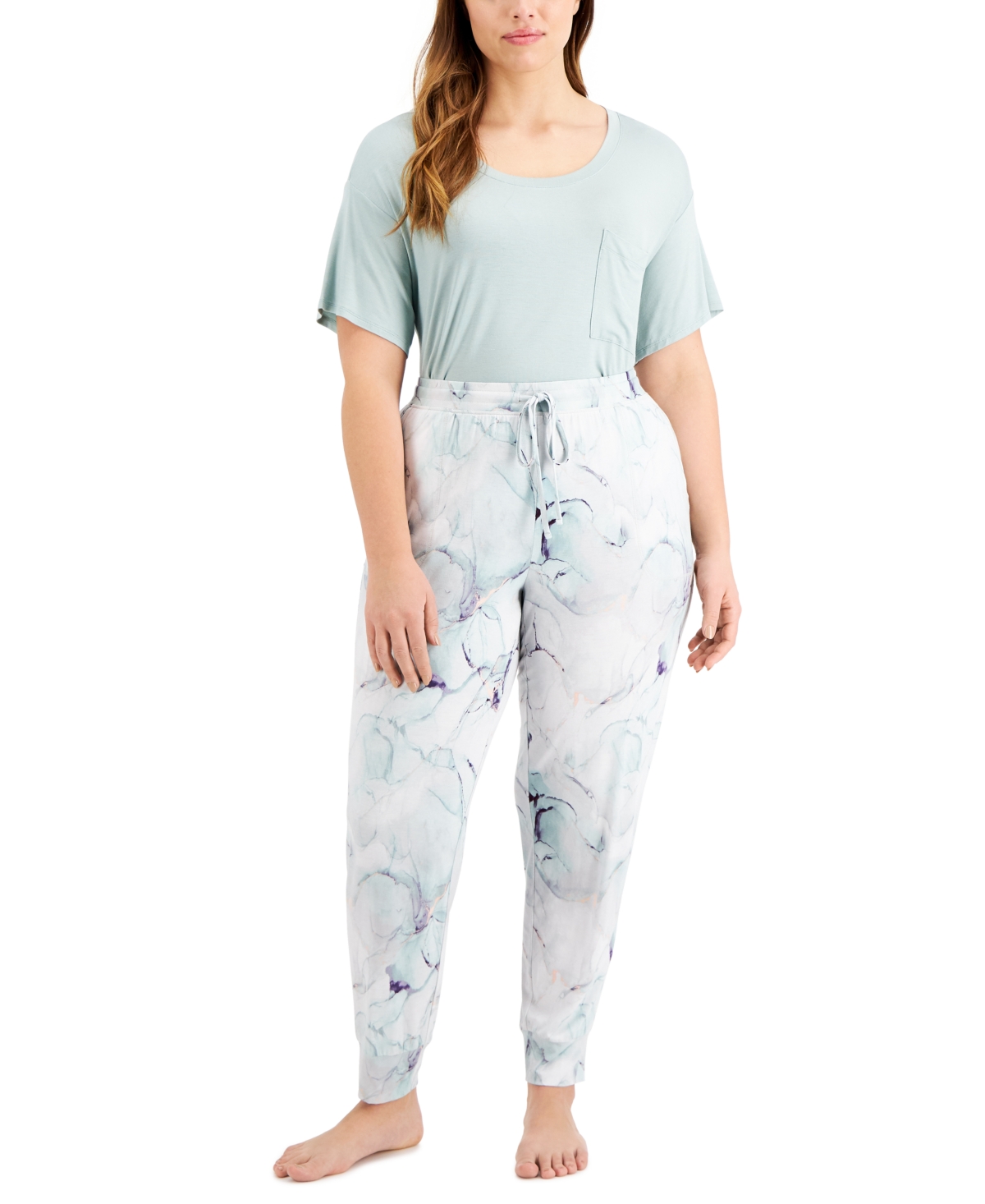 Alfani Women's Plus Size Printed Essential Jogger Pajama Pants