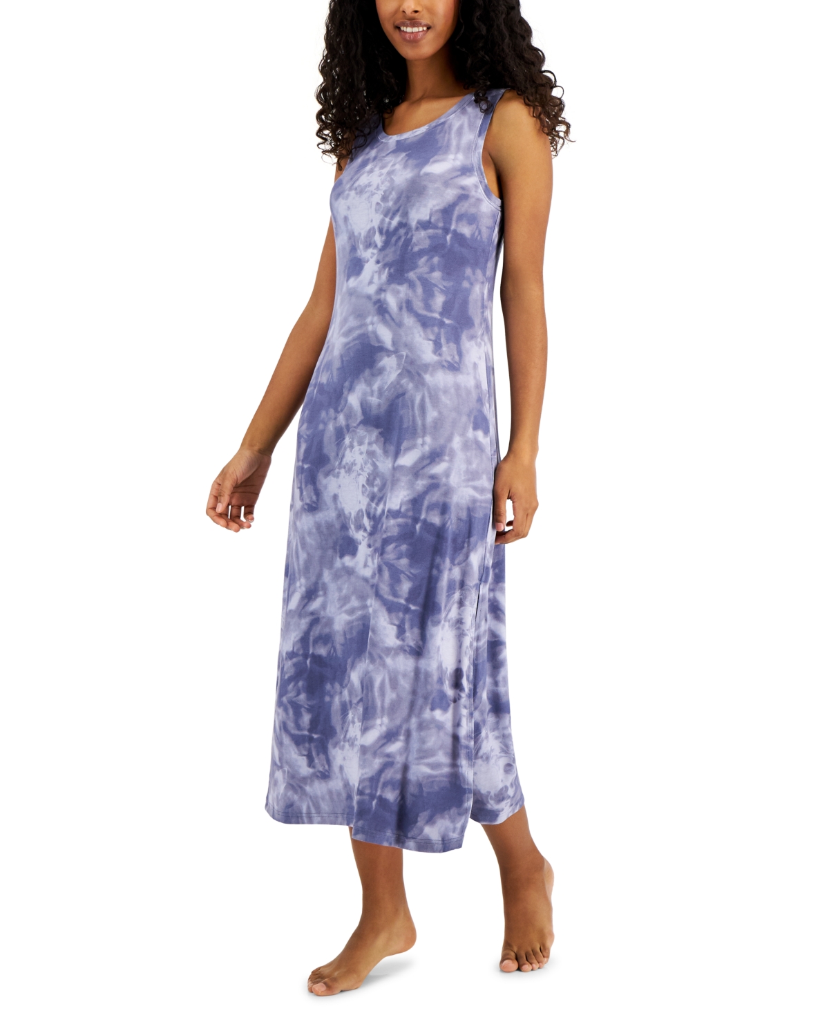 Alfani Women's Sleeveless Crewneck Nightgown, Created For Macy's In Mdn Smoke Cloud