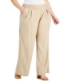 Plus Size Solid Pleat-Front Pull-On Pants, Created for Macy's