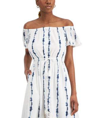 macy's white off the shoulder dress