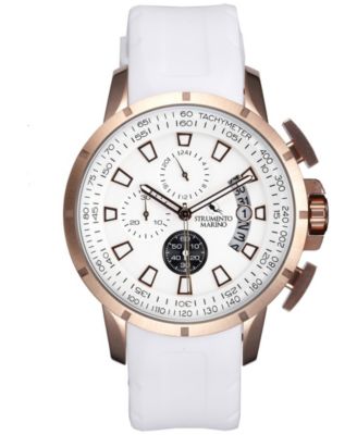 Strumento Marino Men's Chronograph Enterprise White Silicone Strap Watch 46mm