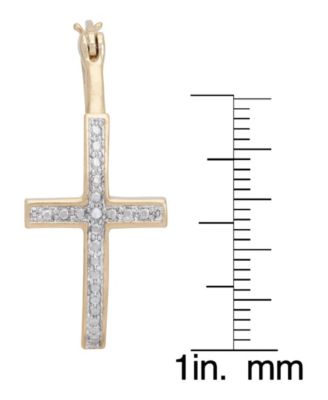 Diamond Accent Large Cross Hoop Earrings