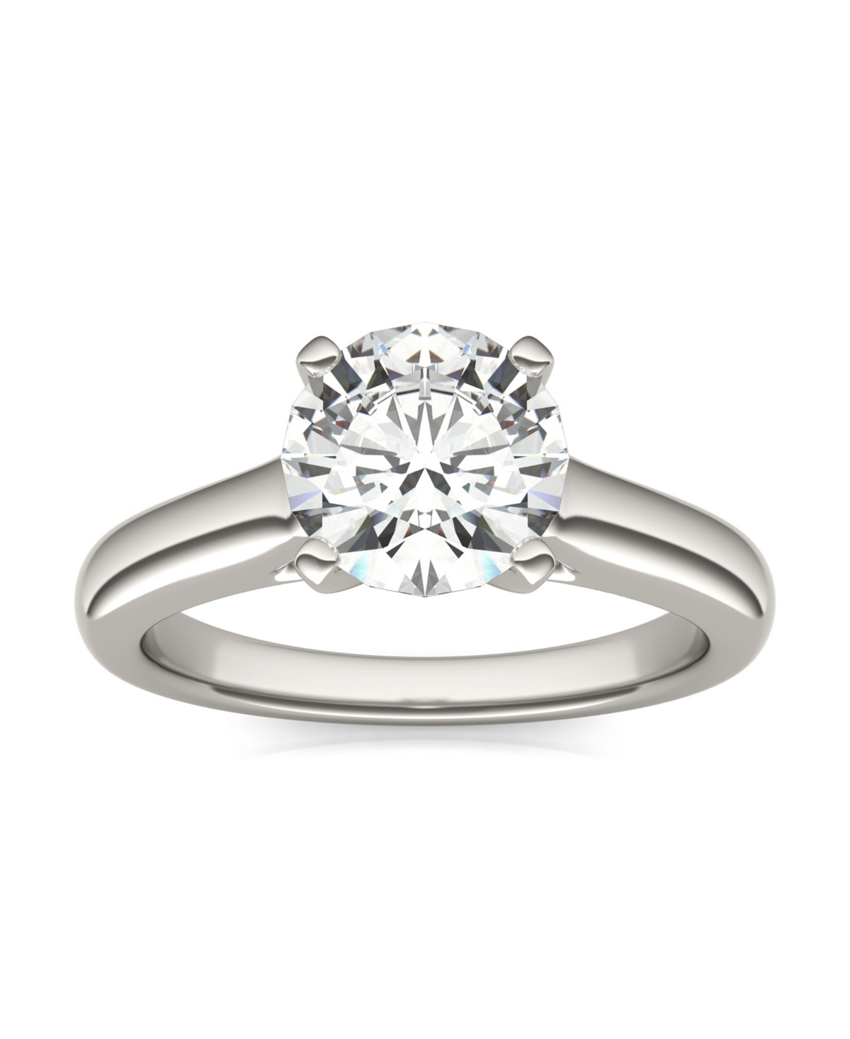 Shop Charles & Colvard Moissanite Cathedral Solitaire Ring (1-9/10 Carat Total Weight Diamond Equivalent) In 14k White Gold