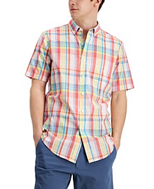 Men's Regular-Fit Plaid Poplin Shirt, Created for Macy's 