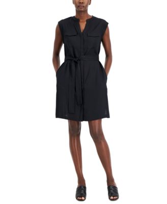 Alfani - Women's Split-Neck Cap-Sleeve Utility Dress