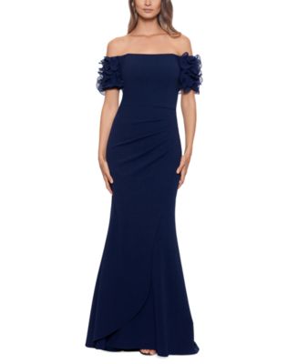 XSCAPE Off-The-Shoulder Ruffled-Sleeve Gown - Macy's