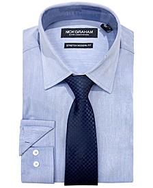 Men's Slim-Fit Chambray Dress Shirt & Tie Set