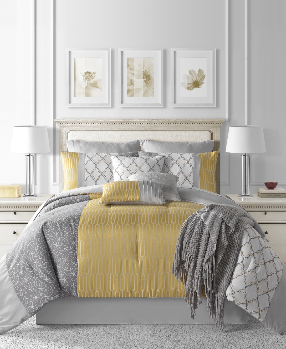 Sunham Ridgewood 10-pc. Comforter Set, Queen In Gray,gold-tone