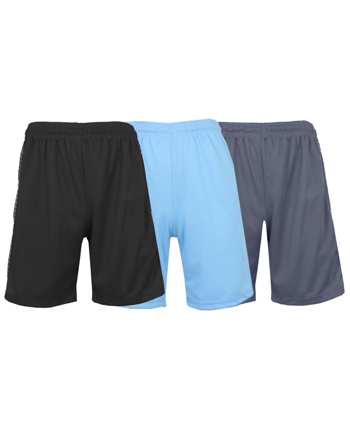Men's Moisture Wicking Performance Mesh Shorts, Pack of 3 - Navy, Light Blue, Royal