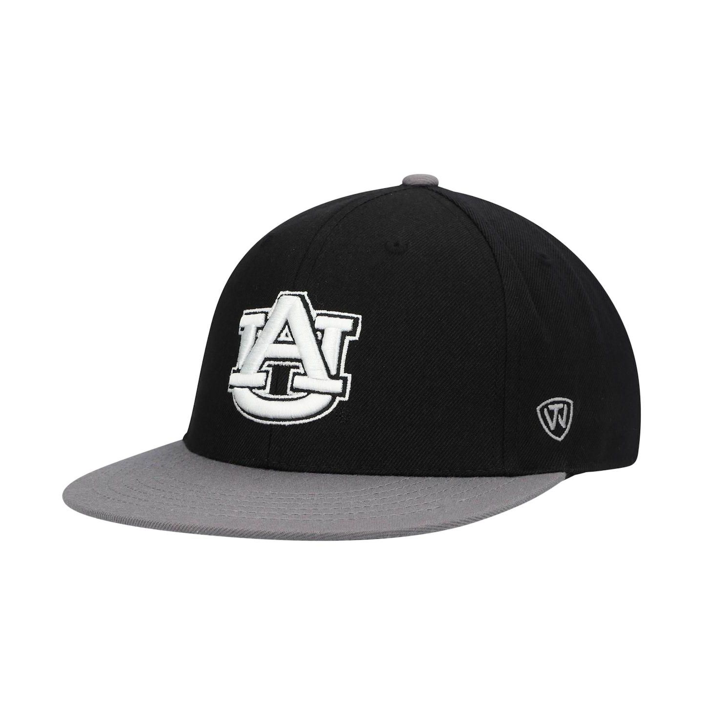 Мужская кепка Top of the World Black, Gray Auburn Tigers Team Color Two-Tone Fitted Hat — фото 1