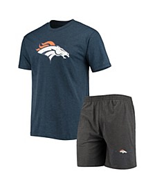 Men's Navy, Charcoal Denver Broncos Meter T-shirt and Shorts Sleep Set