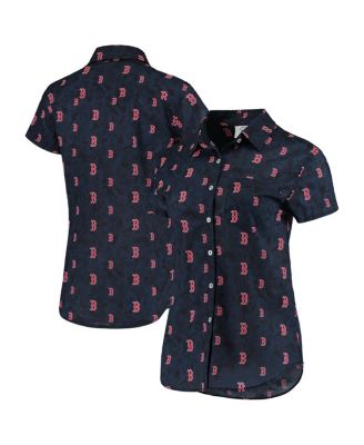 Women's Navy Boston Red Sox Floral Button Up Shirt