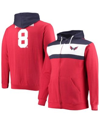 Men's Alexander Ovechkin Red Washington Capitals Big and Tall Colorblock Full-Zip Hoodie