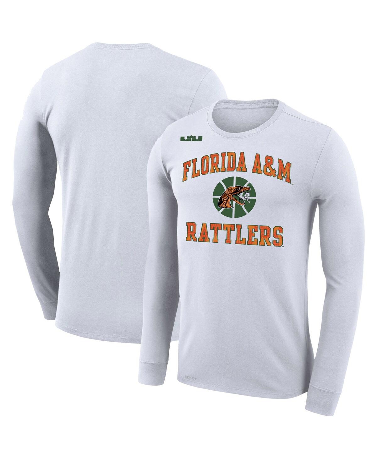 Men's Nike x LeBron JamesFlorida A&M Rattlers Collection Legend Performance Long Sleeve T-shirt - White
