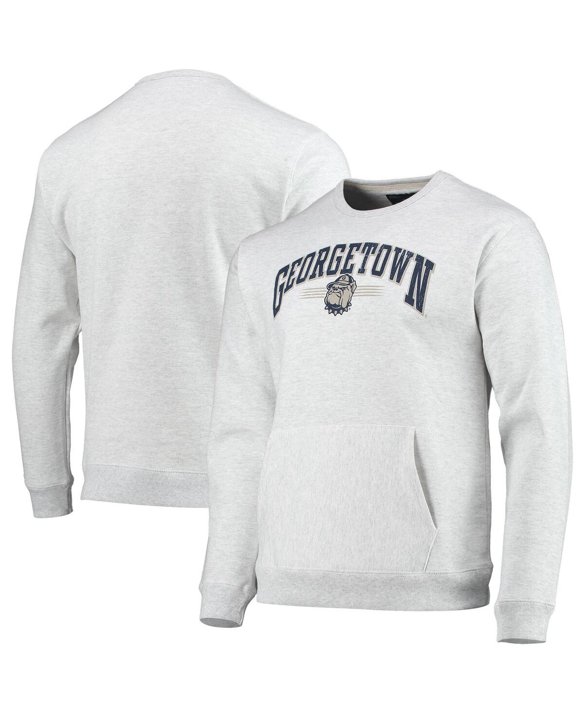 Shop League Collegiate Wear Men's  Heathered Gray Georgetown Hoyas Upperclassman Pocket Pullover Sweatshir