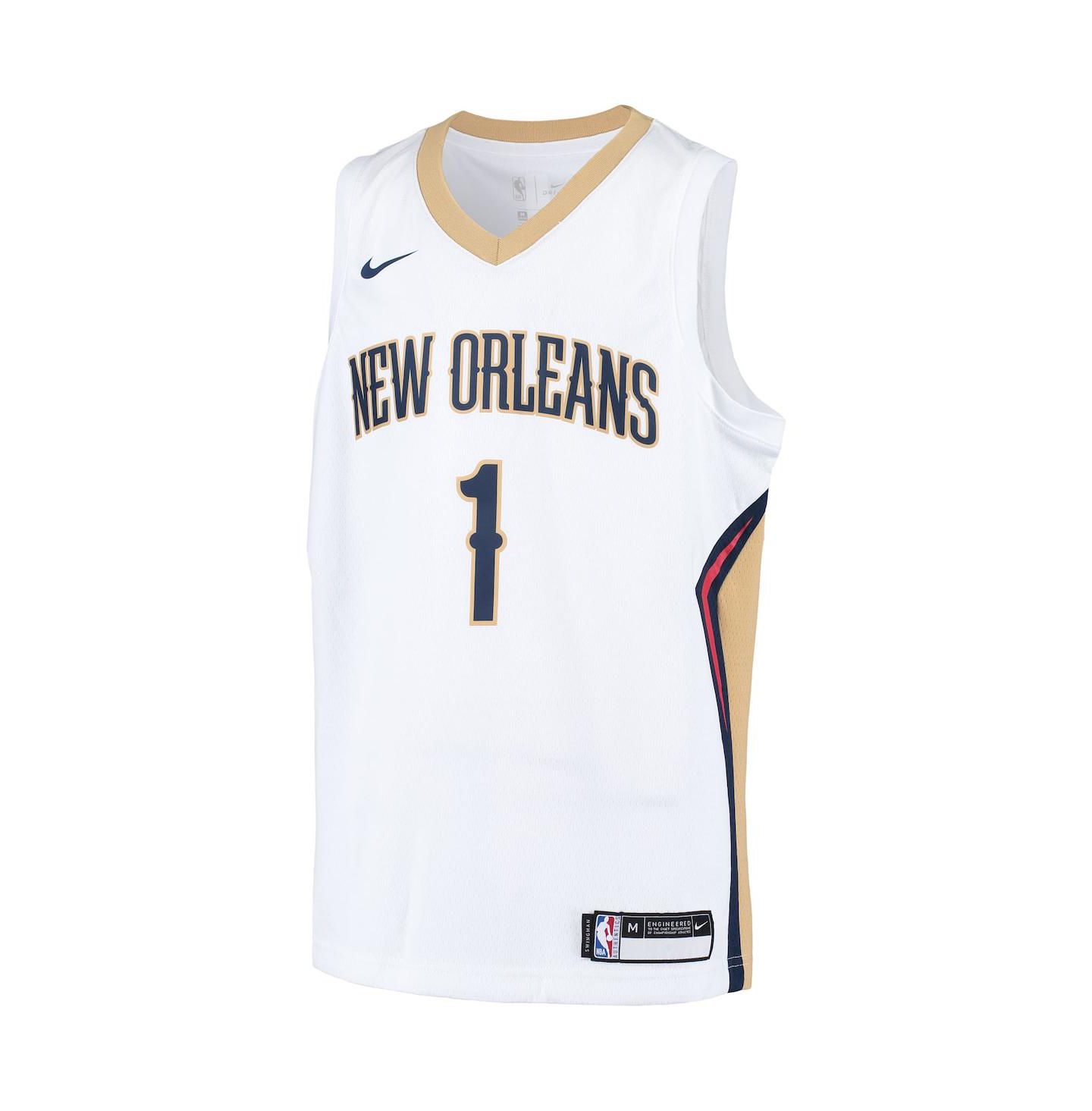 Топ Nike Zion Williamson White New Orleans Pelicans Swingman Player Jersey - Association Edition для мальчиков — фото 3