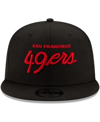 New Era Men's Black San Francisco 49ers Script Trucker 9FIFTY Snapback Hat