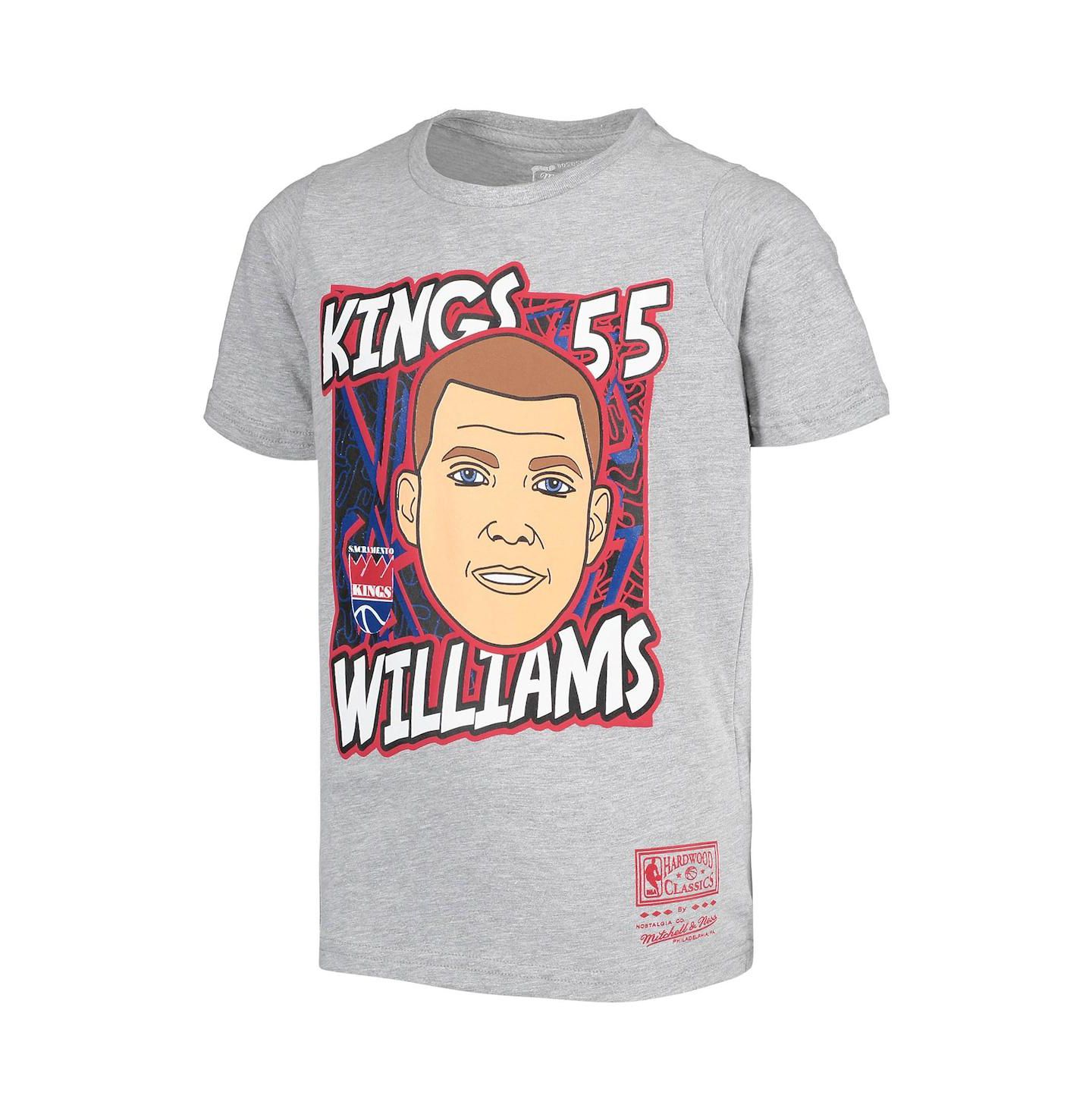 Футболка Mitchell & Ness Jason Williams Gray Sacramento Kings Hardwood Classics King of the Court Player для мальчиков — фото 3