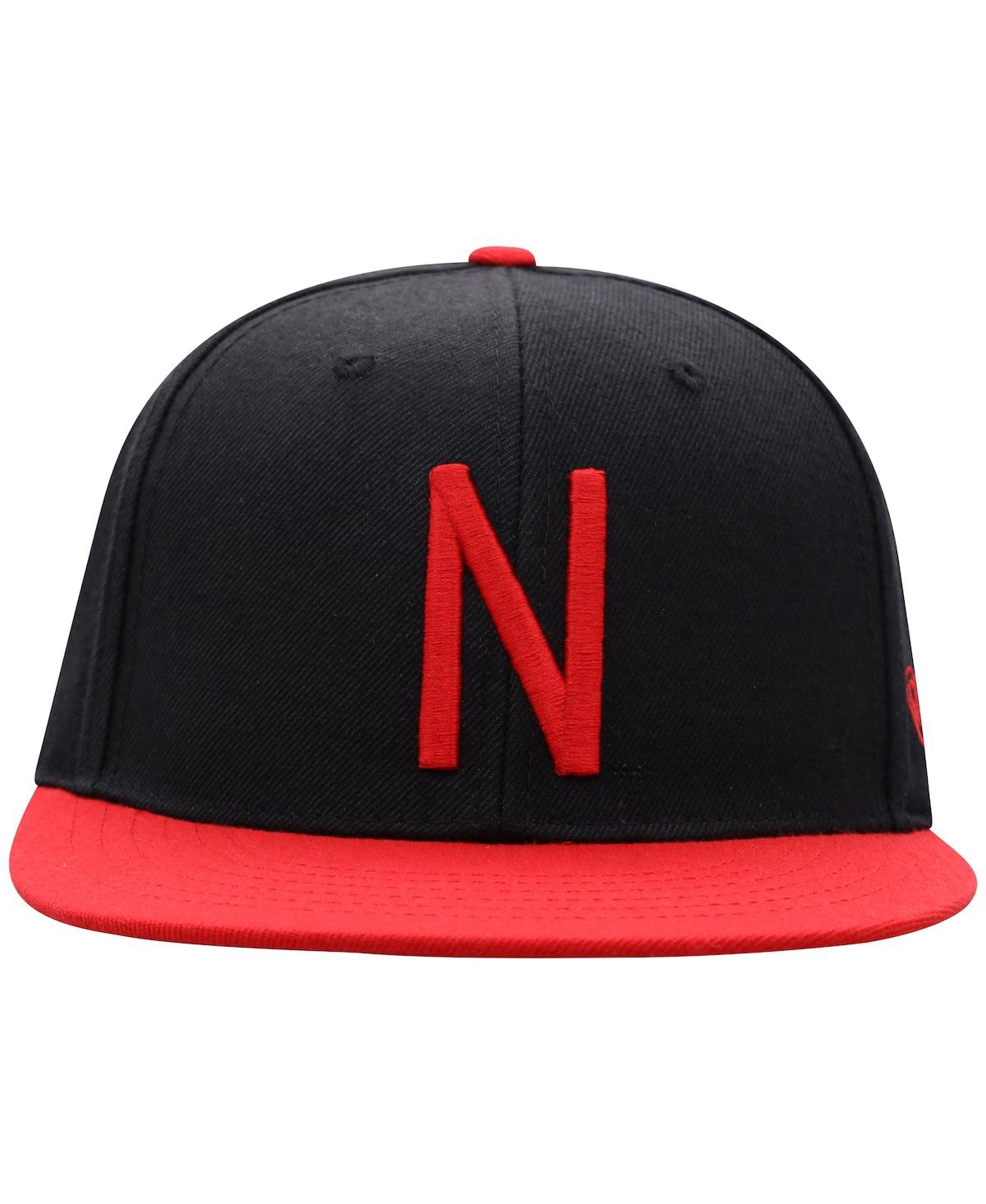 Top Of The World Men's  Black, Scarlet Nebraska Huskers Team Color Two-tone Fitted Hat In Black,scarlet