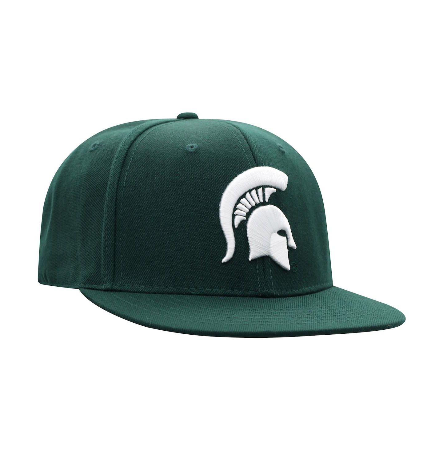 Мужская кепка Top of the World Green Michigan State Spartans Team Color Fitted Hat — фото 4