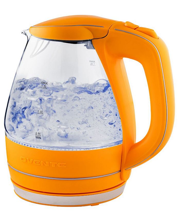 Ovente Electric Glass Kettle - 1.5 Liters - Orange