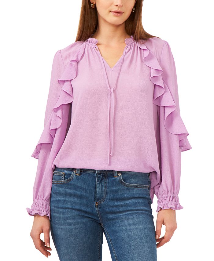Ruffled peasant blouse top