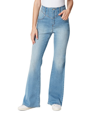 Frayed Denim High Rise Super Flared Jeans - Macy's