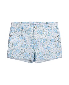 Little Girls Floral Denim Shorts