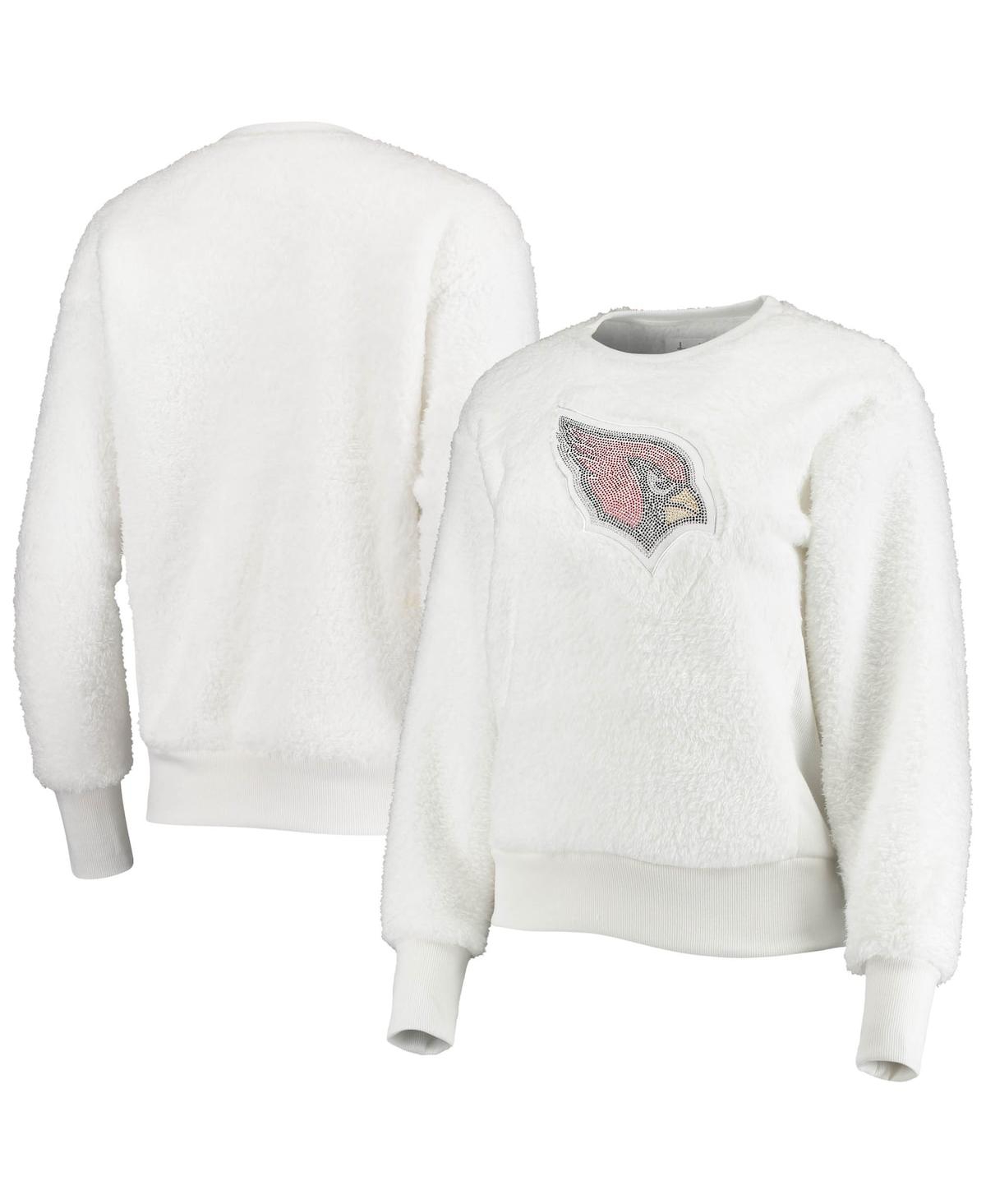 Women's Touch White Arizona Cardinals Milestone Tracker Pullover Sweatshirt - White