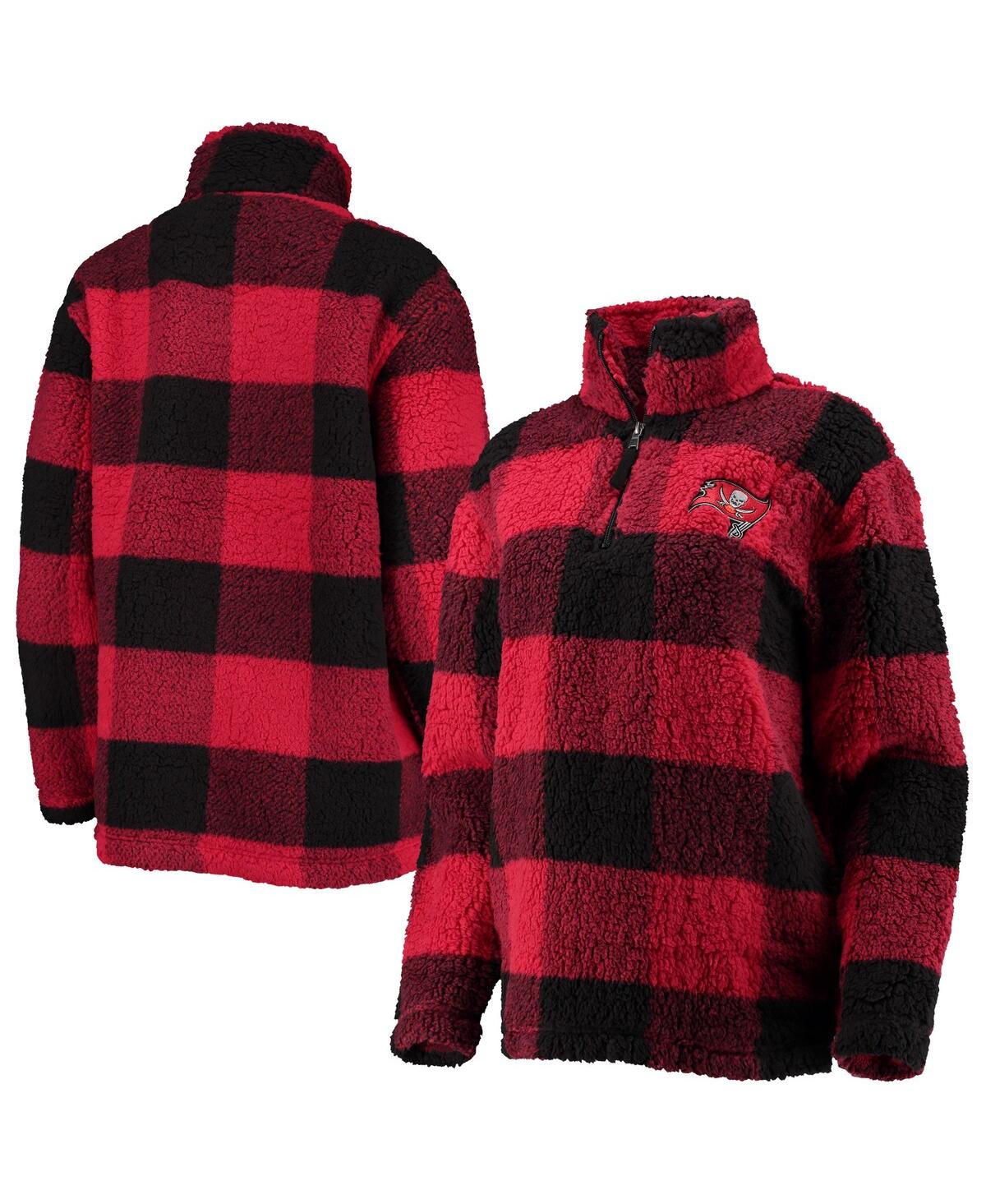 G-iii 4her By Carl Banks Red Tampa Bay Buccaneers Sherpa Plaid Quarter-zip Jacket In Red