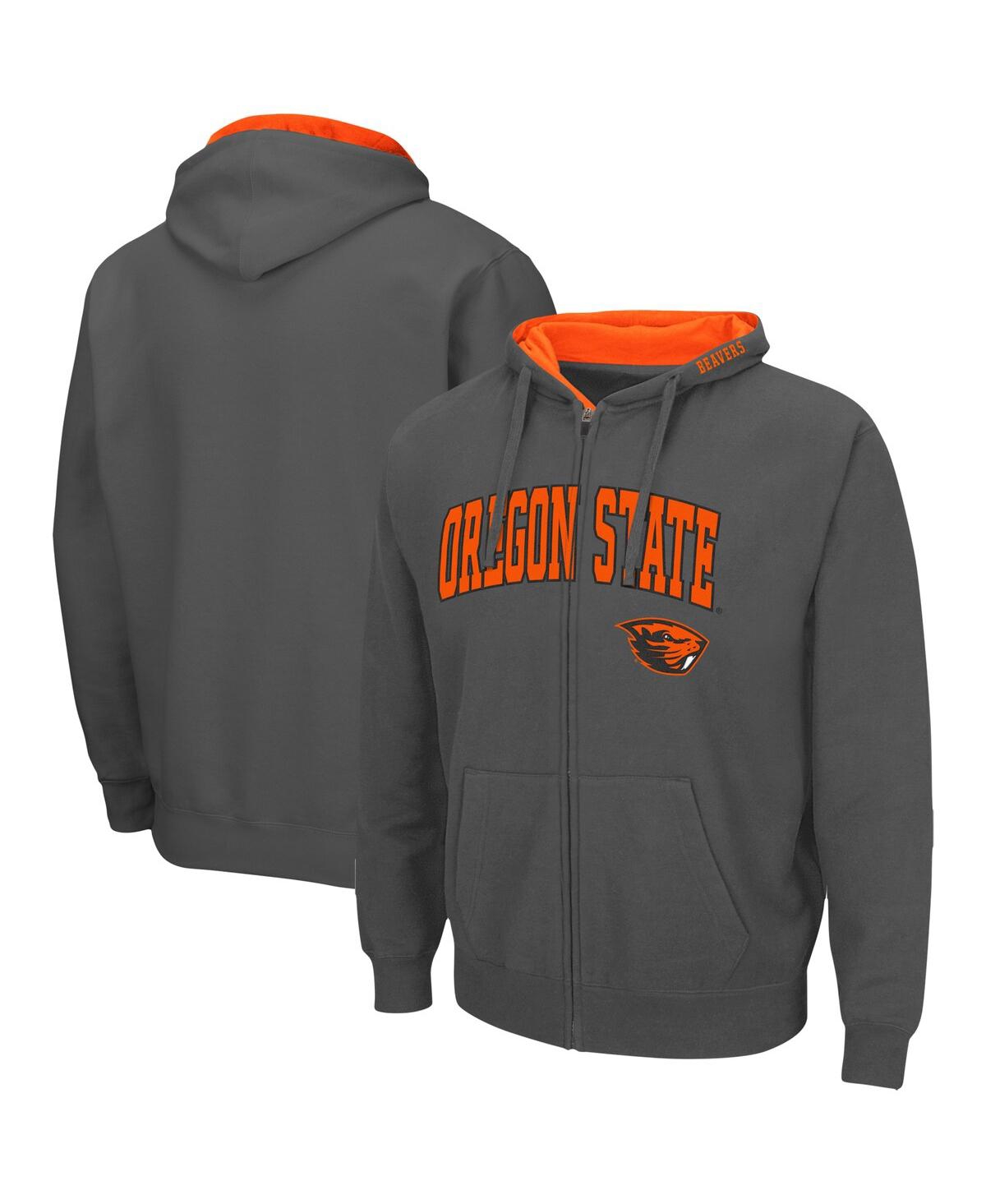 Colosseum Men's  Charcoal Oregon State Beavers Arch & Logo 3.0 Full-zip Hoodie In Charcoal