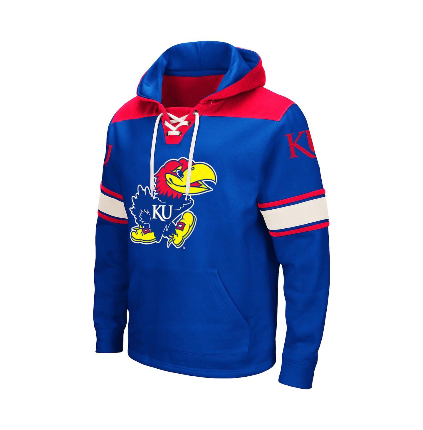 Мужское худи Colosseum Royal Kansas Jayhawks 2.0 Lace-Up Pullover — фото 3