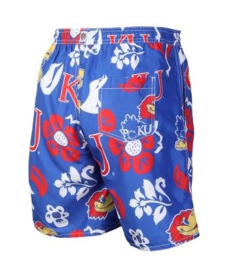 Men's Royal Kansas Jayhawks Floral Volley Logo Swim Trunks