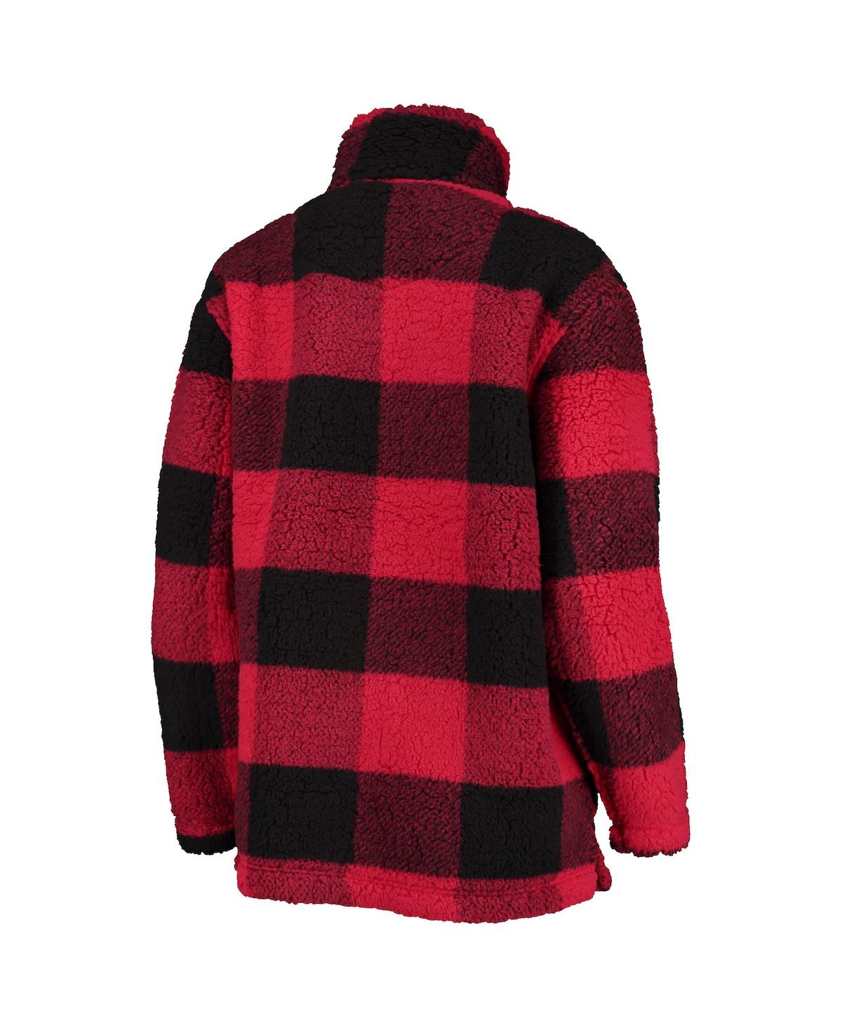 Shop G-iii 4her By Carl Banks Women's  Red Tampa Bay Buccaneers Sherpa Plaid Quarter-zip Jacket