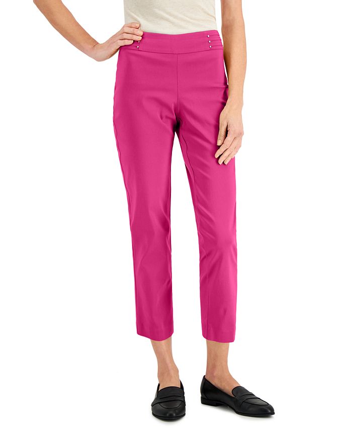 JM Collection Studded-Waist Pull-On Cropped Pants, Created for Macy's -  Macy's