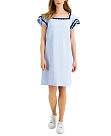 Petite Tiny-Striped Square-Neck Dress, Created for Macy's