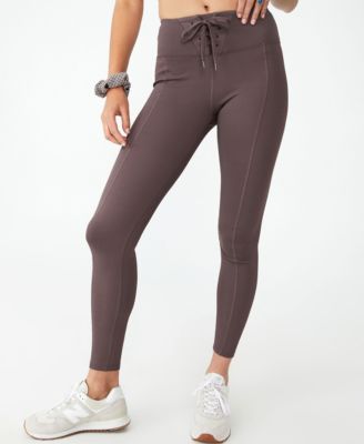 Tie Up Rib Full Length Tight Pants 