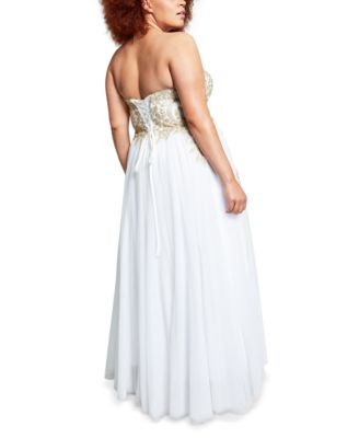 Say Yes Trendy Plus Size Strapless Embellished Gown, Created for Macy's