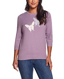 Women's Cotton Cashmere Butterfly Sweater