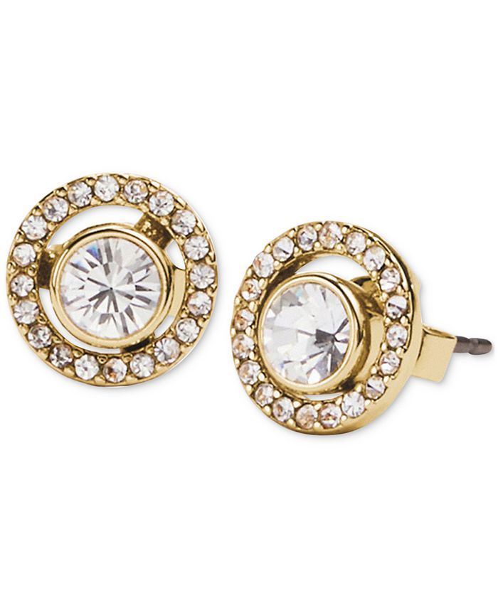 COACH Gold-Tone Crystal Halo Stud Earrings & Reviews - Earrings - Jewelry &  Watches - Macy's