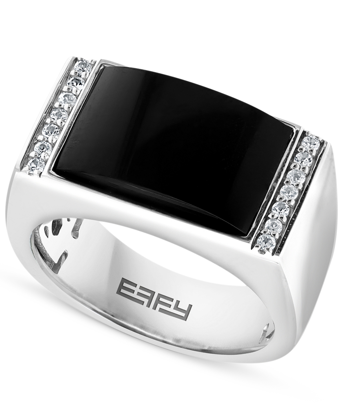 Effy Collection Effy Men's Onyx & White Sapphire (4-1/3 Ct. T.w.) Ring In Sterling Silver