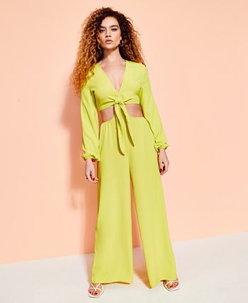 Tie front discount cutout jumpsuit