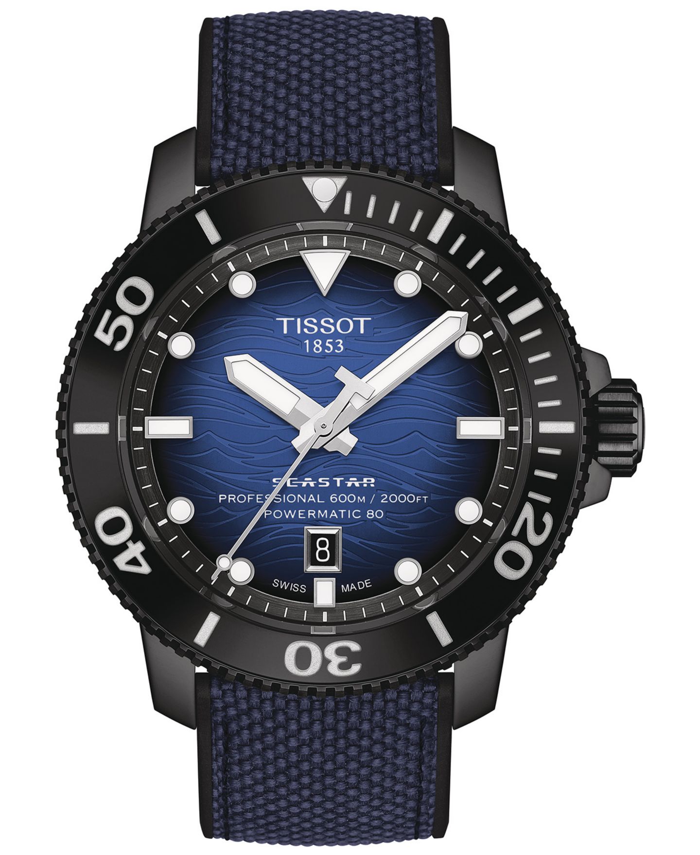 Мужские часы Tissot Seastar 2000 Professional Powermatic 80 Automatic Two-Tone Rubber Strap Watch 46mm — фото 1