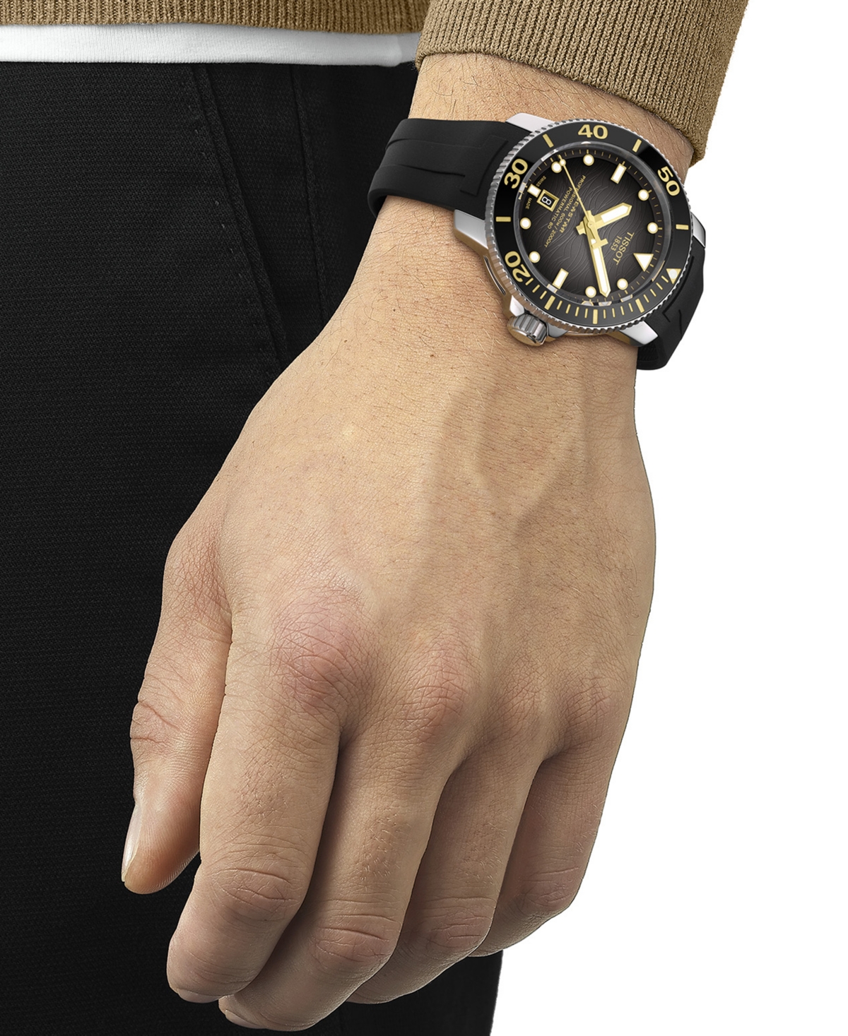 Shop Tissot Men's Seastar 2000 Professional Powermatic 80 Automatic Black Rubber Strap Watch 46mm